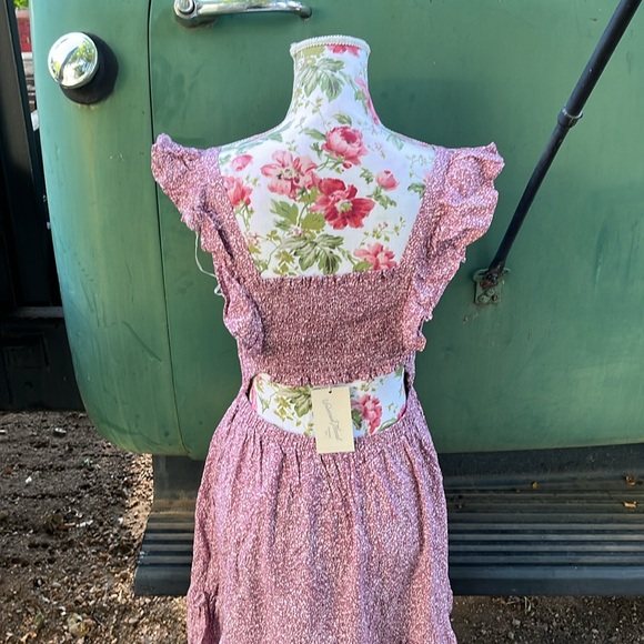 NWT Purple Floral Cottagecore Cut Out Back Midi Dress - Picture 8 of 17